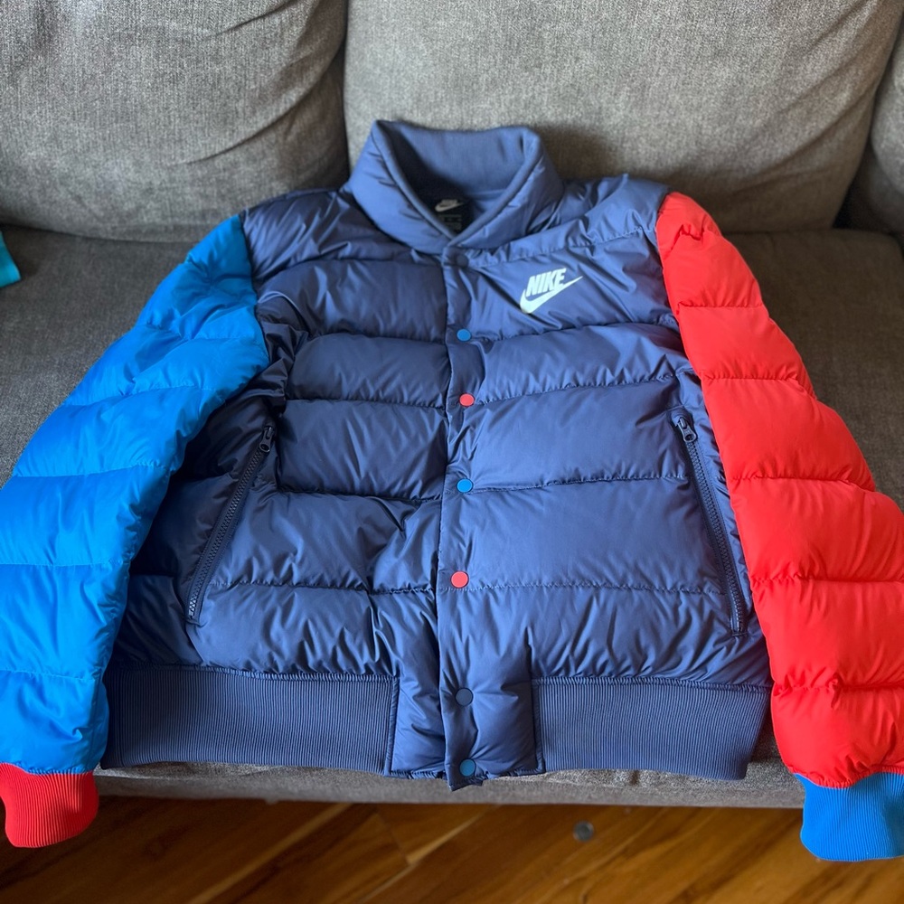 Nike Kids Puffer Jacket - Navy, Blue, and Red